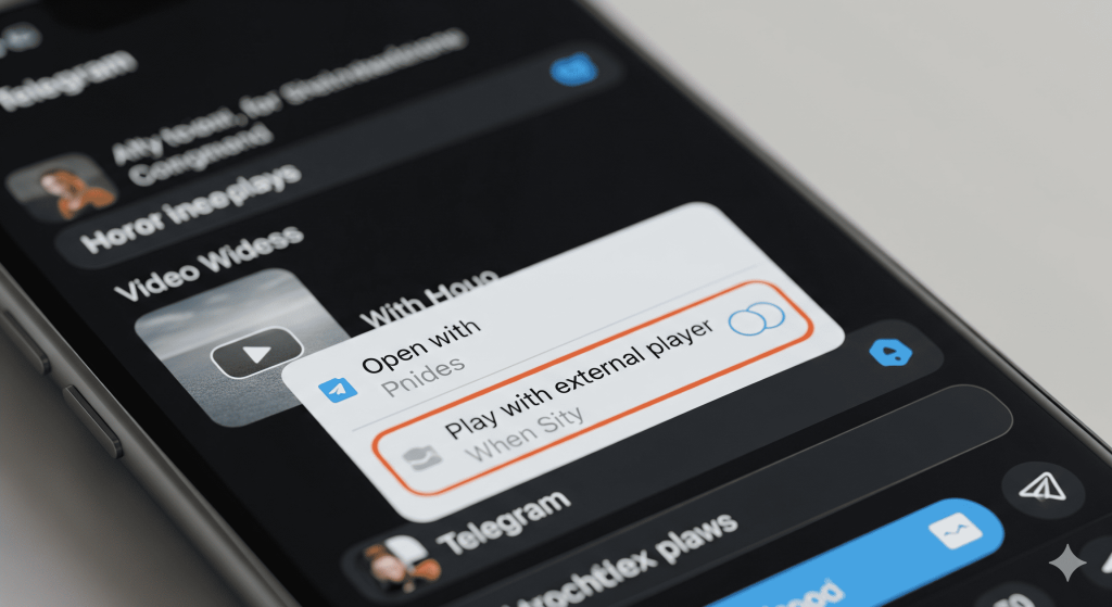 在 Telegram 菜单中选择“使用外部播放器” (Play with external player)，这是解决 telegram 视频无法播放 和黑屏问题的最有效方法。