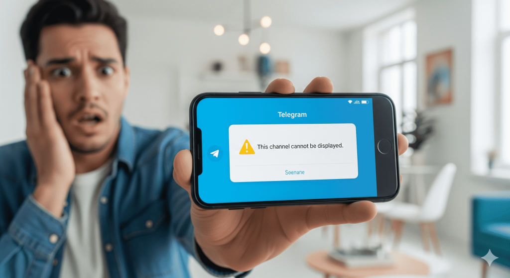 手机屏幕显示“该频道无法显示”的错误提示,导致 Telegram 打不开频道,用户感到困惑。